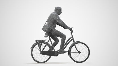 3D people model man casual cycling, scanned human for 3ds Max rendering, wireframe side view