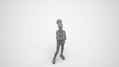 scanned 3D girl sport kids, photogrammetry people for Enscape and V-Ray, wireframe three-quarter view