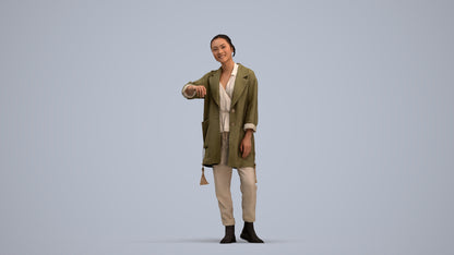 realistic 3D woman casual standing, scanned archviz people for Blender and 3ds Max, standing pose render