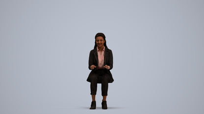 scanned 3D woman business, photogrammetry people for Enscape and V-Ray, standing pose render