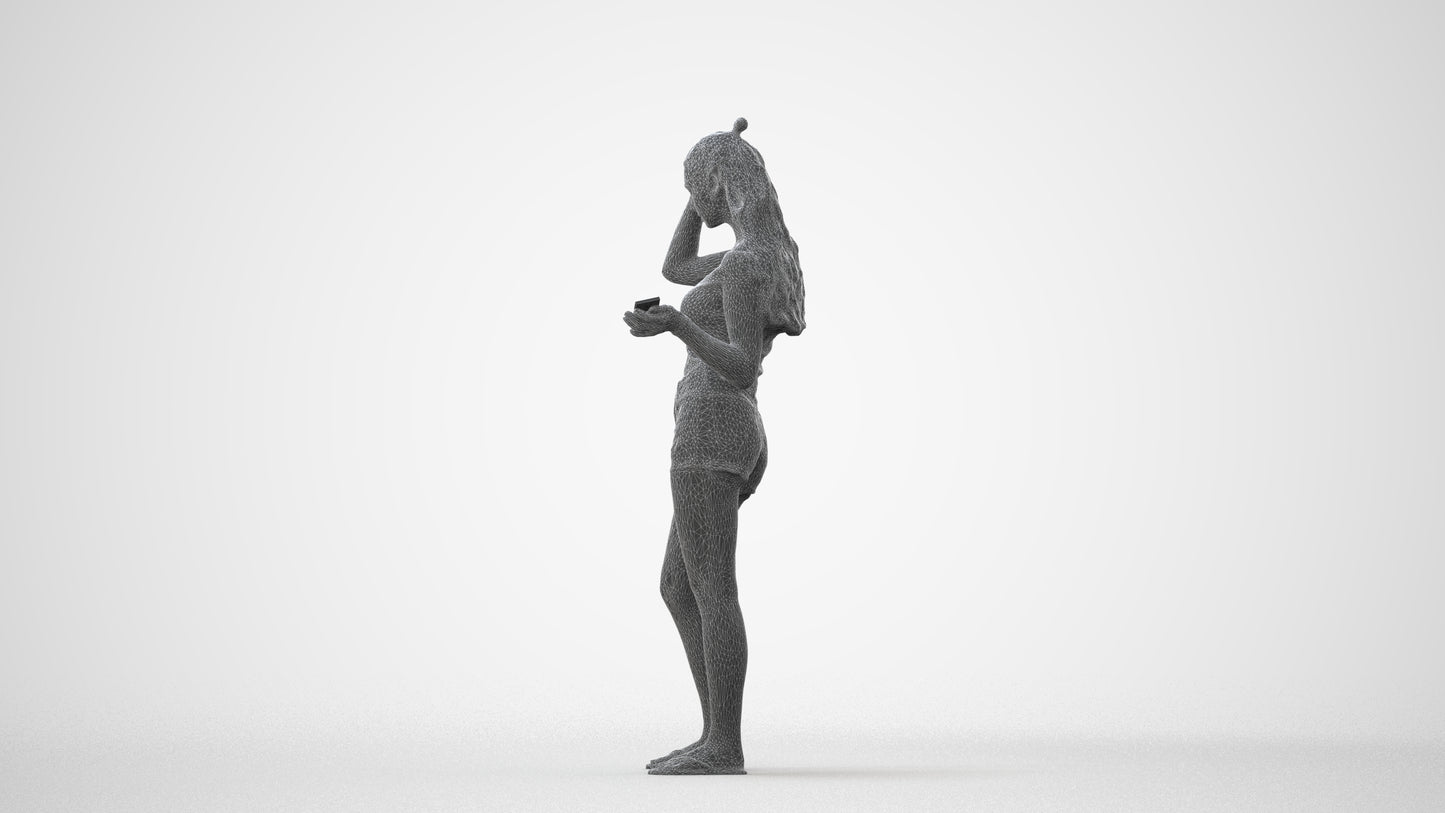 3D people model girl casual standing, scanned human for 3ds Max rendering, square thumbnail