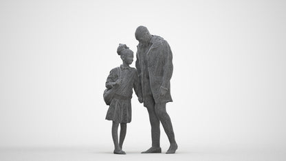 realistic 3D human girl business kids, archviz people FBX OBJ for Blender, three-quarter front view render