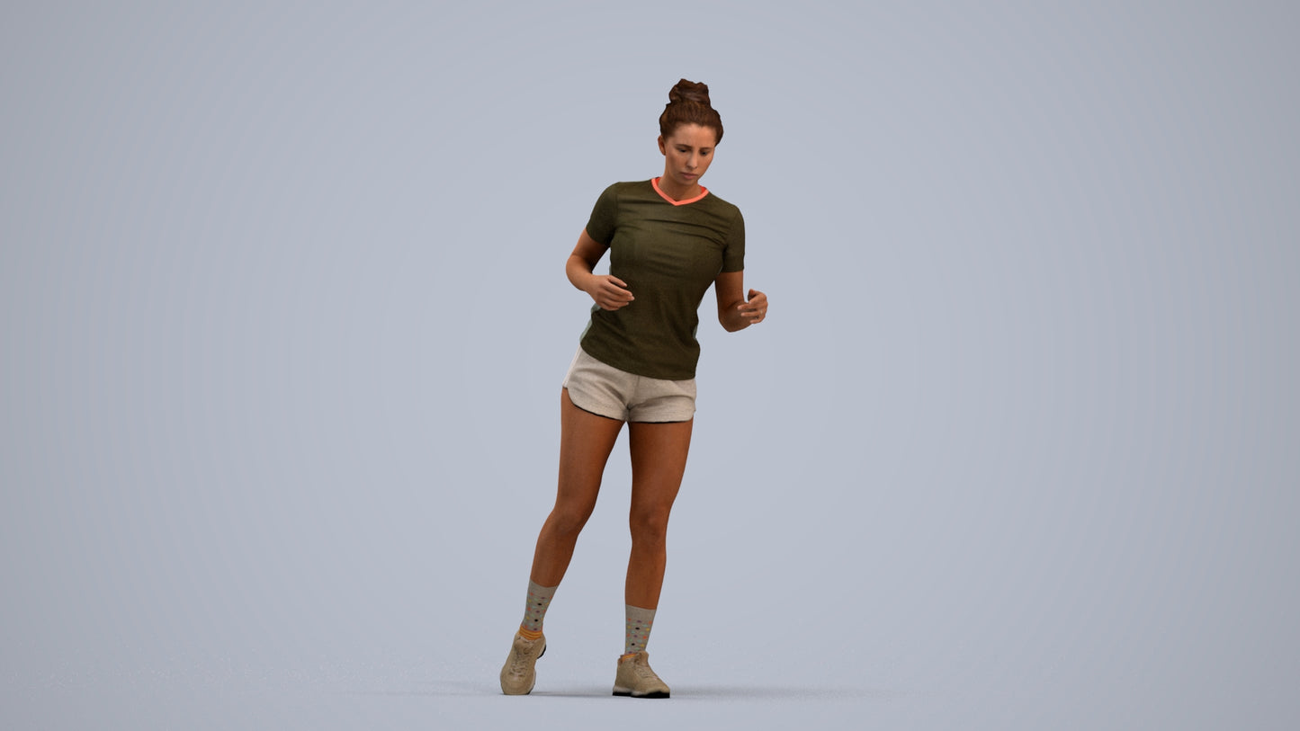 3D people model woman sport, scanned human for 3ds Max rendering, standing pose render