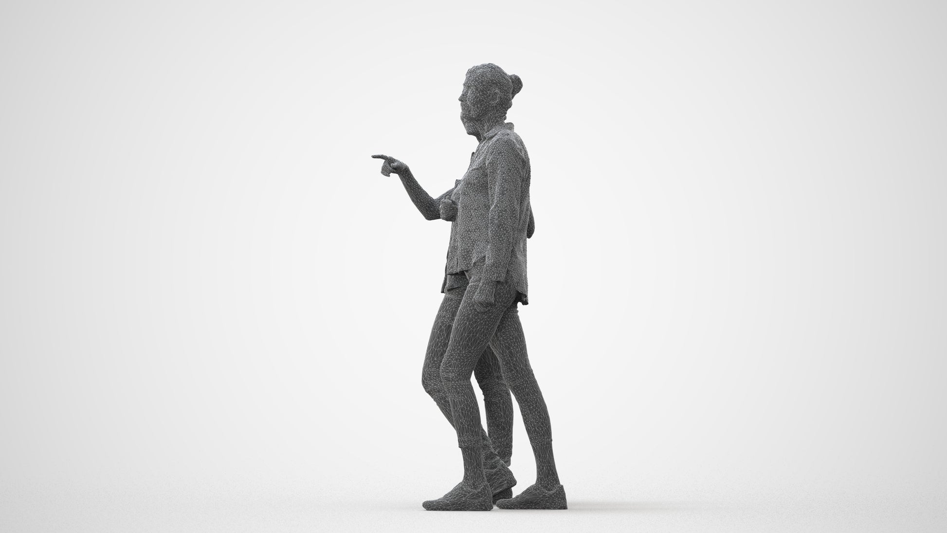 3D human model woman casual couple, photogrammetry scanned person for archviz, square thumbnail