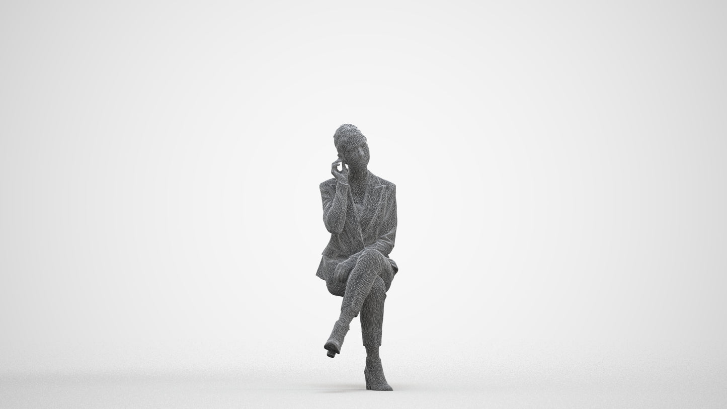 realistic 3D human woman business, archviz people FBX OBJ for Blender, three-quarter front view render