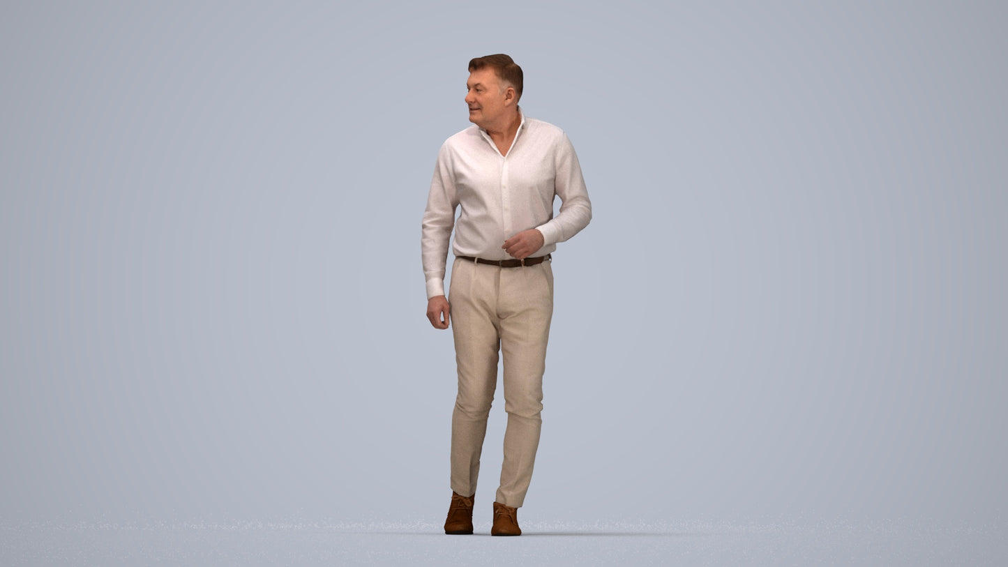 realistic 3D human man casual walking, archviz people FBX OBJ for Blender, top-down view render