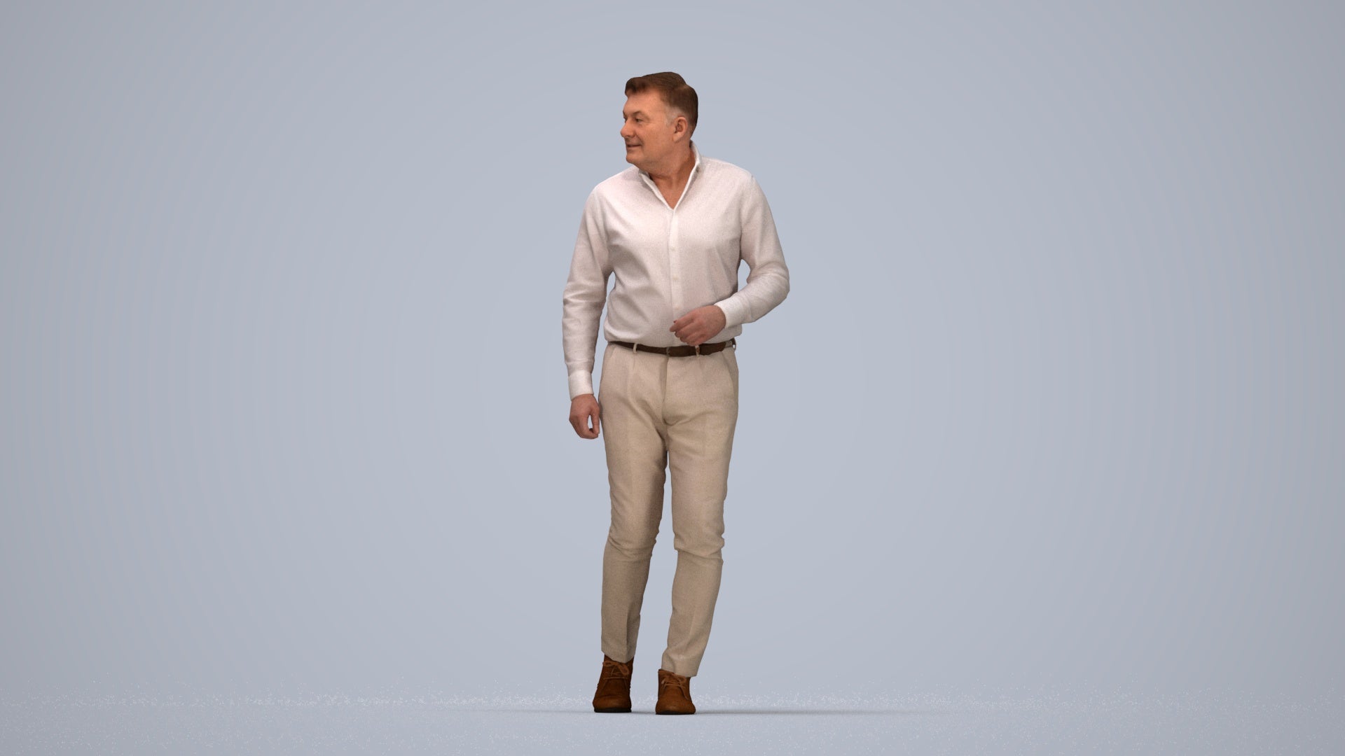 realistic 3D human man casual walking, archviz people FBX OBJ for Blender, top-down view render