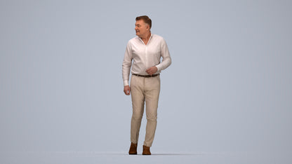 realistic 3D human man casual walking, archviz people FBX OBJ for Blender, top-down view render