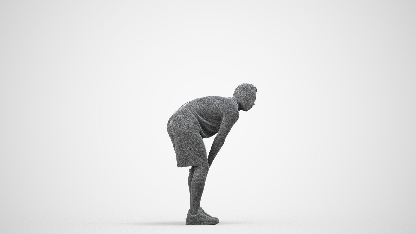 scanned 3D man sport, photogrammetry people for Enscape and V-Ray, wireframe side view