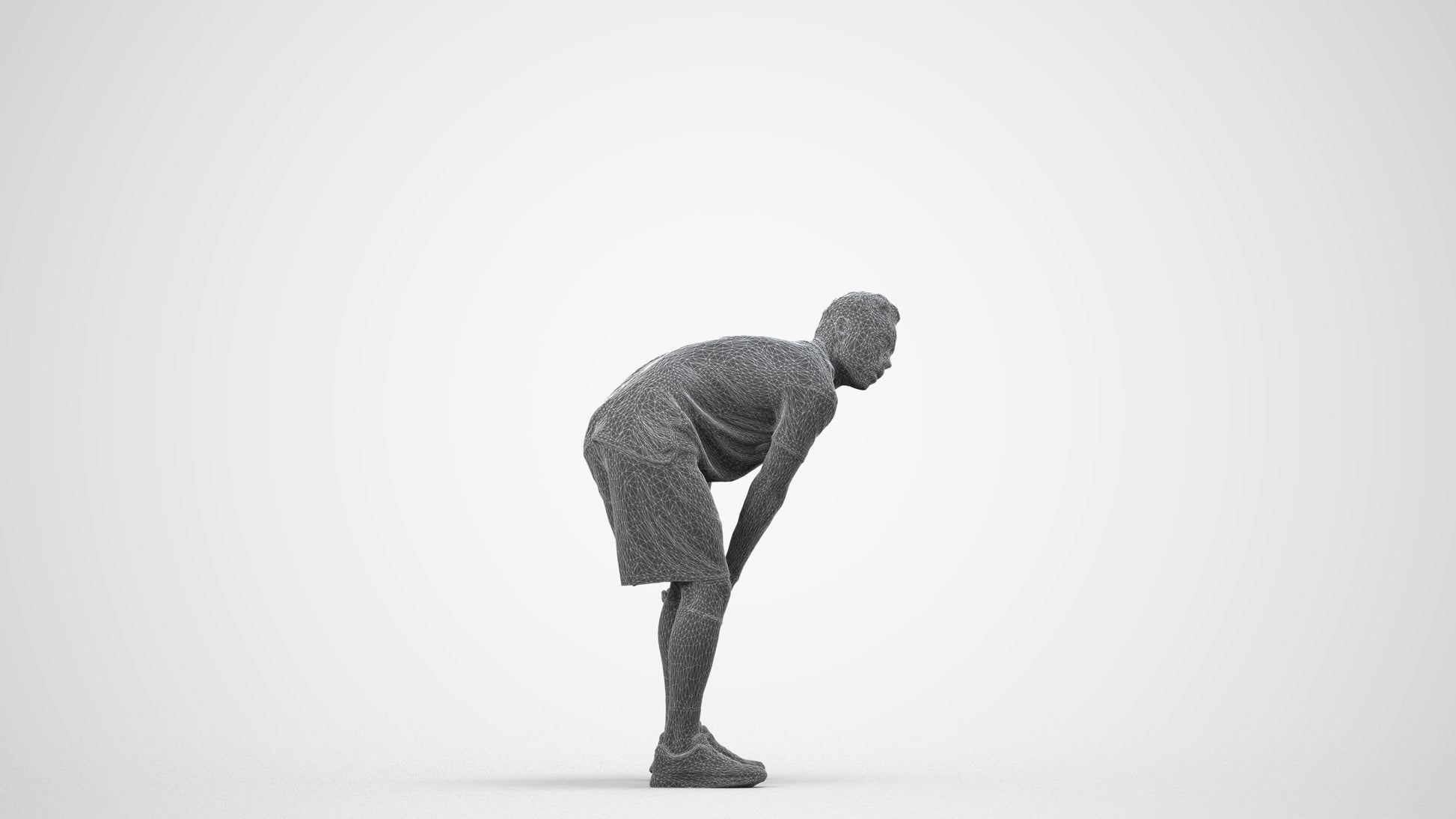 scanned 3D man sport, photogrammetry people for Enscape and V-Ray, wireframe side view
