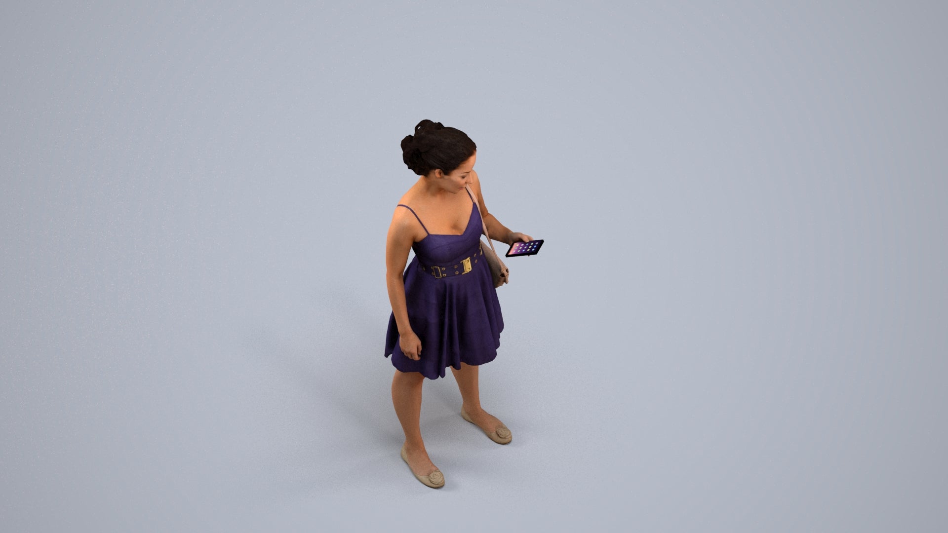 scanned 3D woman formal formalaffairs, photogrammetry people for Enscape and V-Ray, back view render