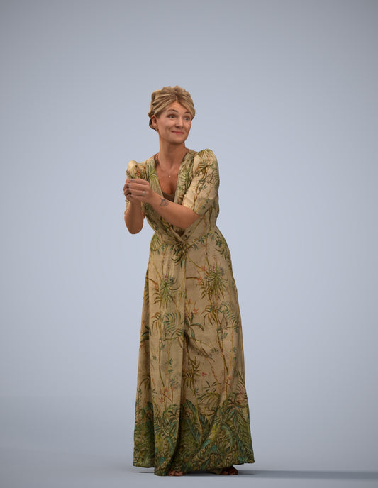 3D people model woman casual standing, scanned human for 3ds Max rendering