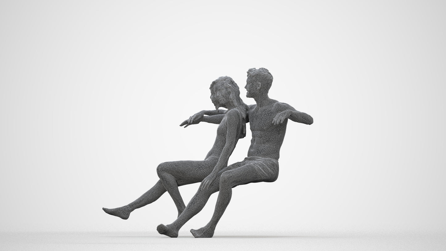 3D scanned woman mix, photorealistic archviz people for Enscape and SketchUp, wireframe back view