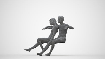 3D scanned woman mix, photorealistic archviz people for Enscape and SketchUp, wireframe back view