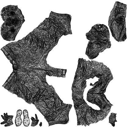realistic 3D human senior man casual standing, archviz people FBX OBJ for Blender, wireframe top-down view