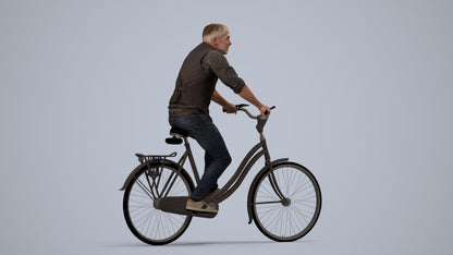 3D scanned man cycling casual, photorealistic archviz people for Enscape and SketchUp, side view render