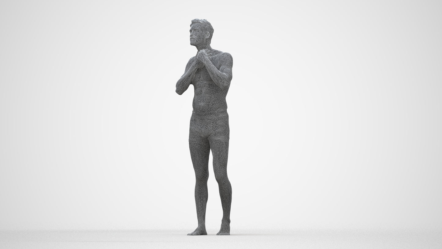 photogrammetry 3D man mix, realistic human model archviz FBX, wireframe back view