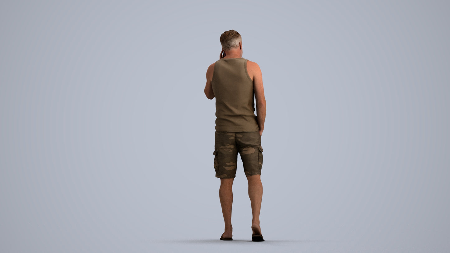 3D people model man casual walking, scanned human for 3ds Max rendering, front view render
