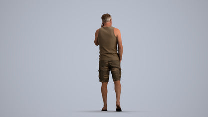 3D people model man casual walking, scanned human for 3ds Max rendering, front view render