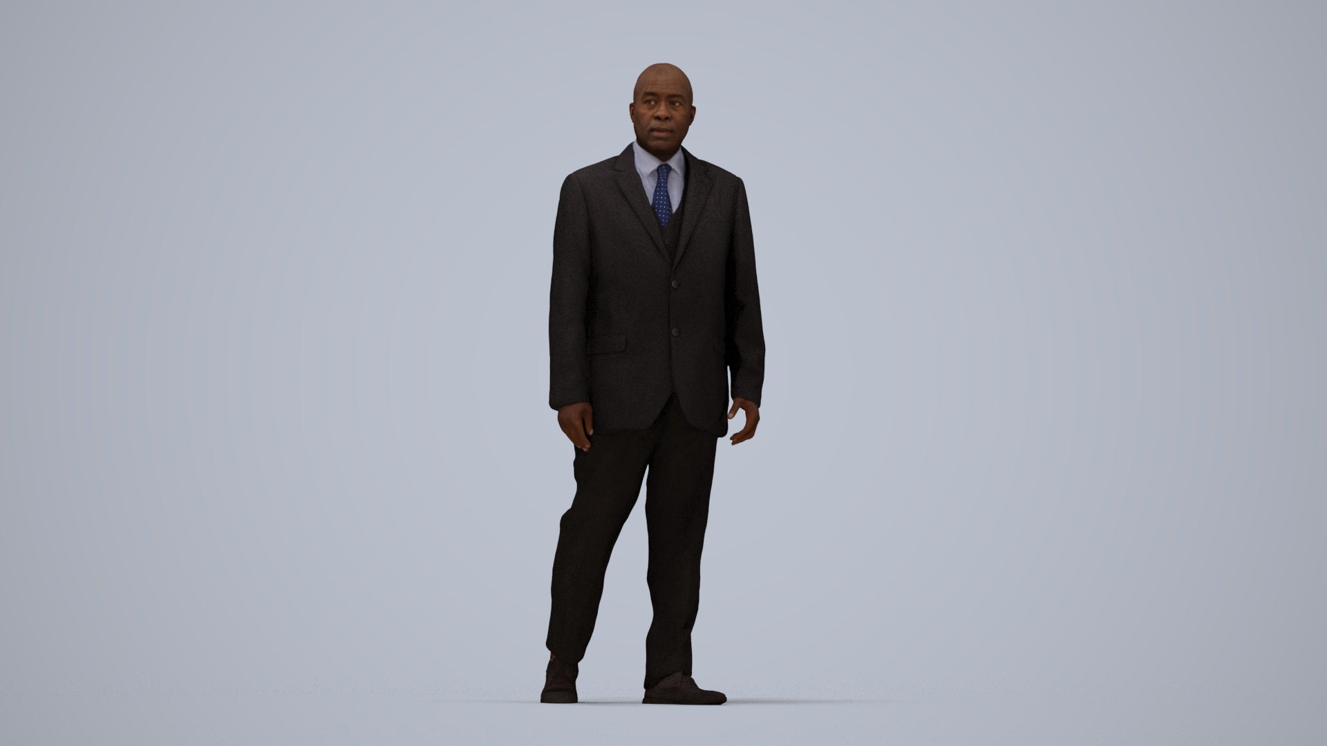 3D scanned man walking business, photorealistic archviz people for Enscape and SketchUp, top-down view render