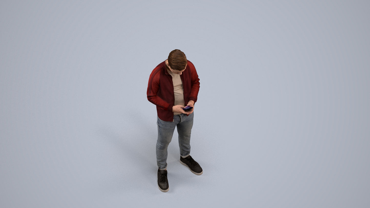 scanned 3D boy casual kids, photogrammetry people for Enscape and V-Ray, back view render