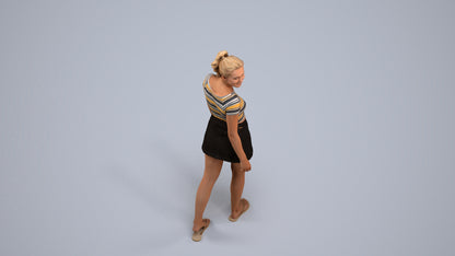 3D people model woman casual walking, scanned human for 3ds Max rendering, back view render