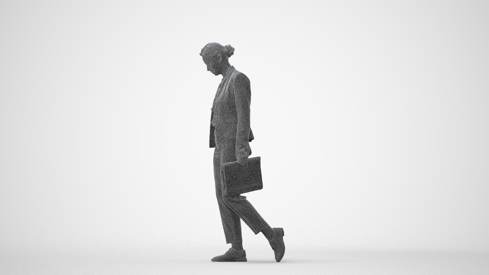 scanned 3D woman business walking, photogrammetry people for Enscape and V-Ray, square thumbnail