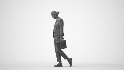 scanned 3D woman business walking, photogrammetry people for Enscape and V-Ray, square thumbnail