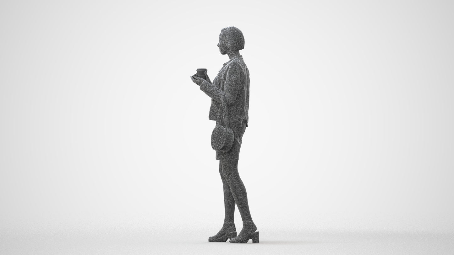 realistic 3D people woman casual standing, render-ready for V-Ray and Corona, FBX OBJ, square thumbnail