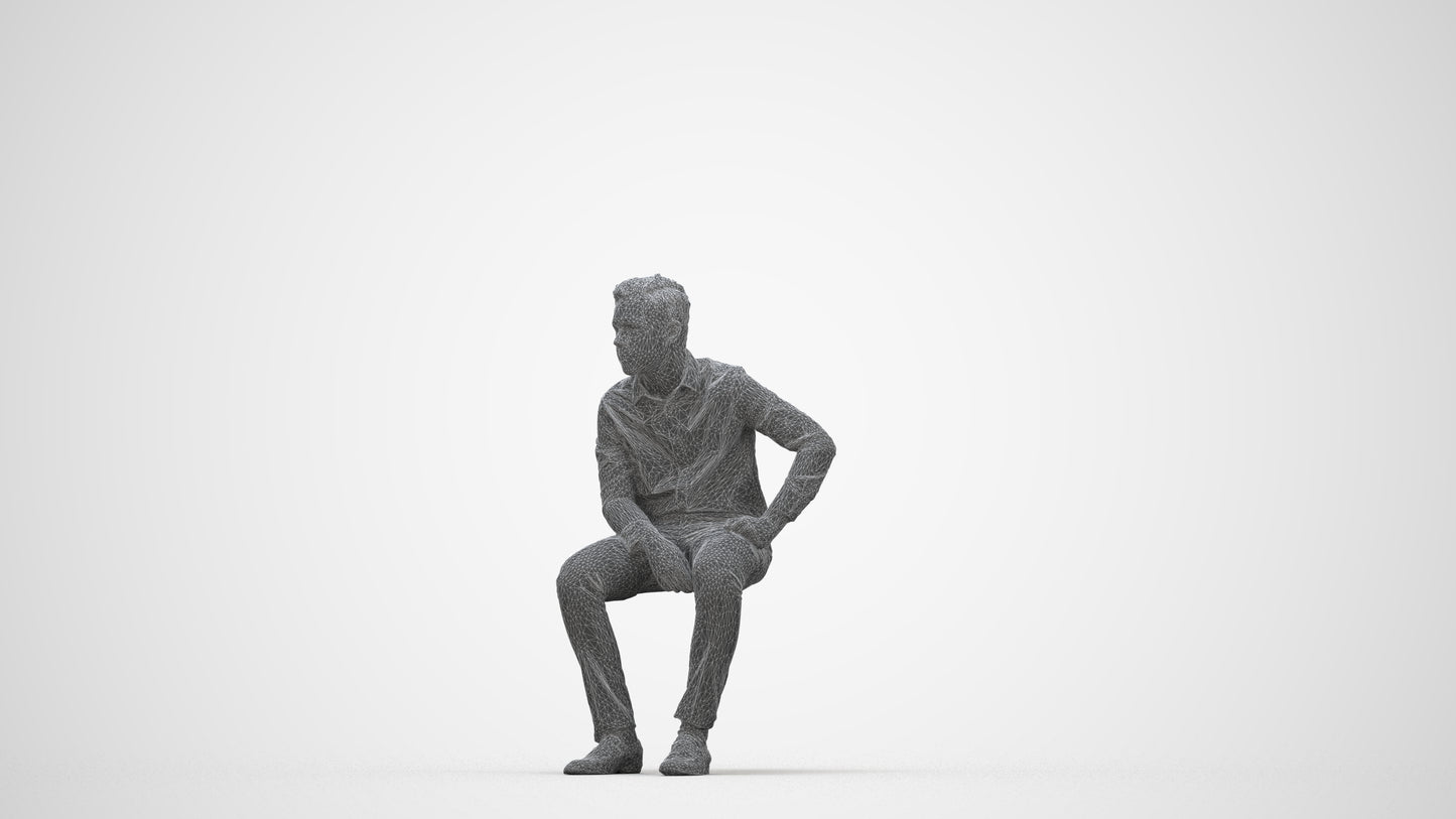 3D scanned boy kids, photorealistic archviz people for Enscape and SketchUp, wireframe back view