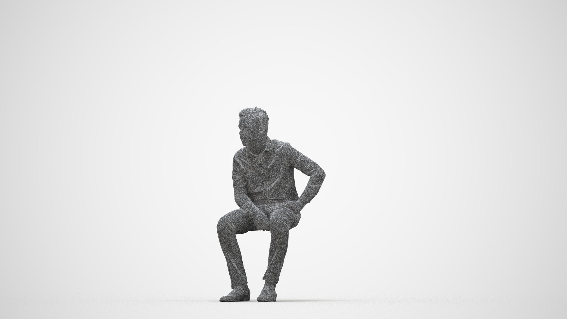 3D scanned boy kids, photorealistic archviz people for Enscape and SketchUp, wireframe back view