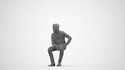 3D scanned boy kids, photorealistic archviz people for Enscape and SketchUp, wireframe back view