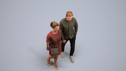 realistic 3D people woman casual couple, render-ready for V-Ray and Corona, FBX OBJ, back view render