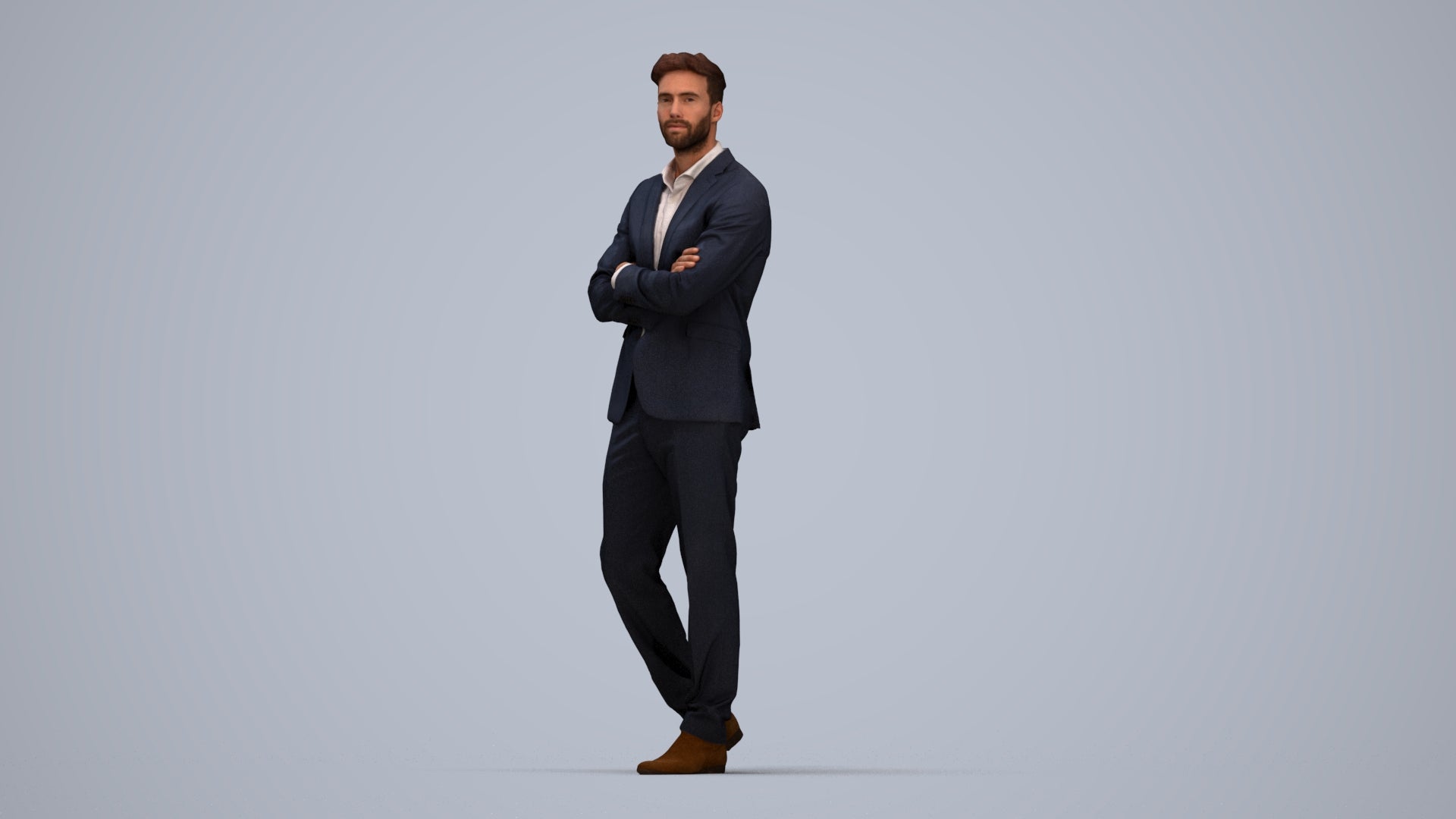 photogrammetry 3D man business, realistic human model archviz FBX, top-down view render