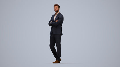photogrammetry 3D man business, realistic human model archviz FBX, top-down view render
