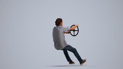 realistic 3D man casual driving, scanned archviz people for Blender and 3ds Max, front view render