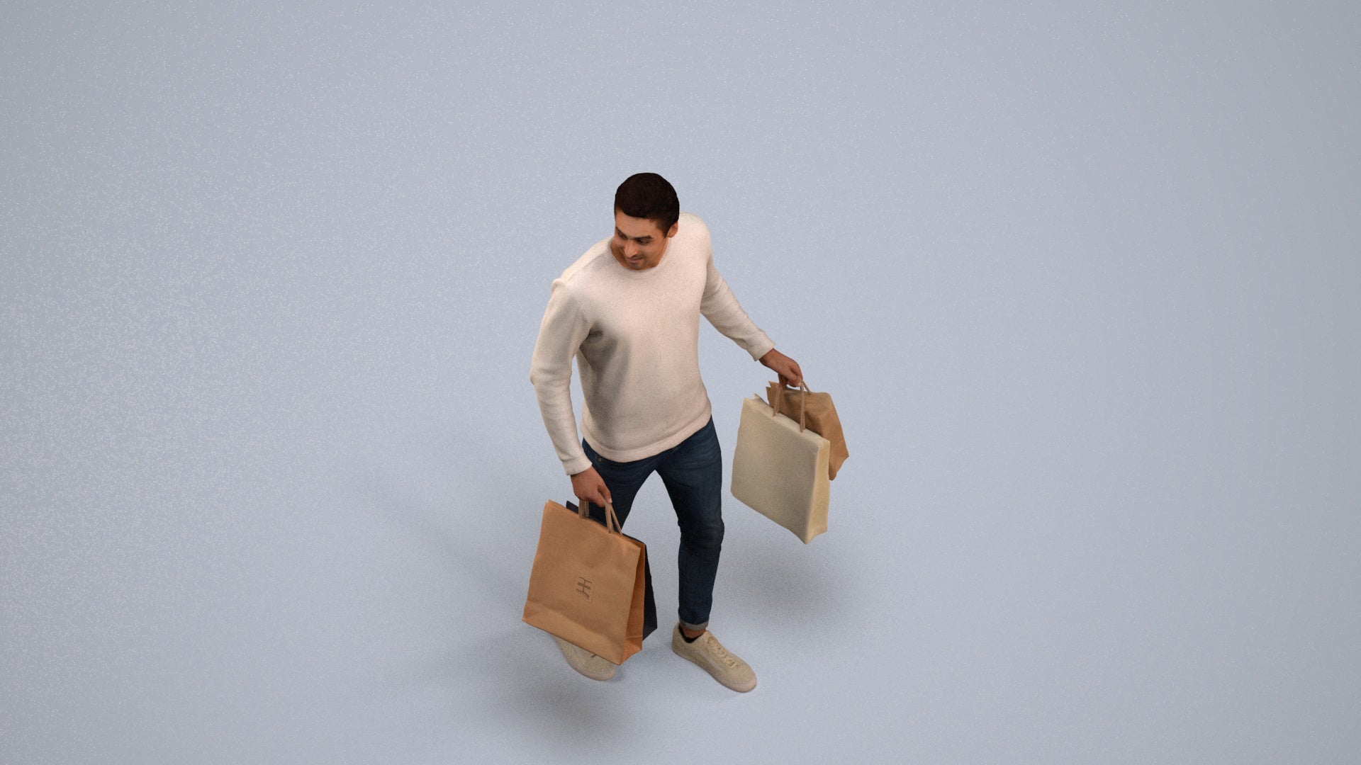 3D people model man casual formal, scanned human for 3ds Max rendering, back view render