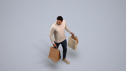 3D people model man casual formal, scanned human for 3ds Max rendering, back view render