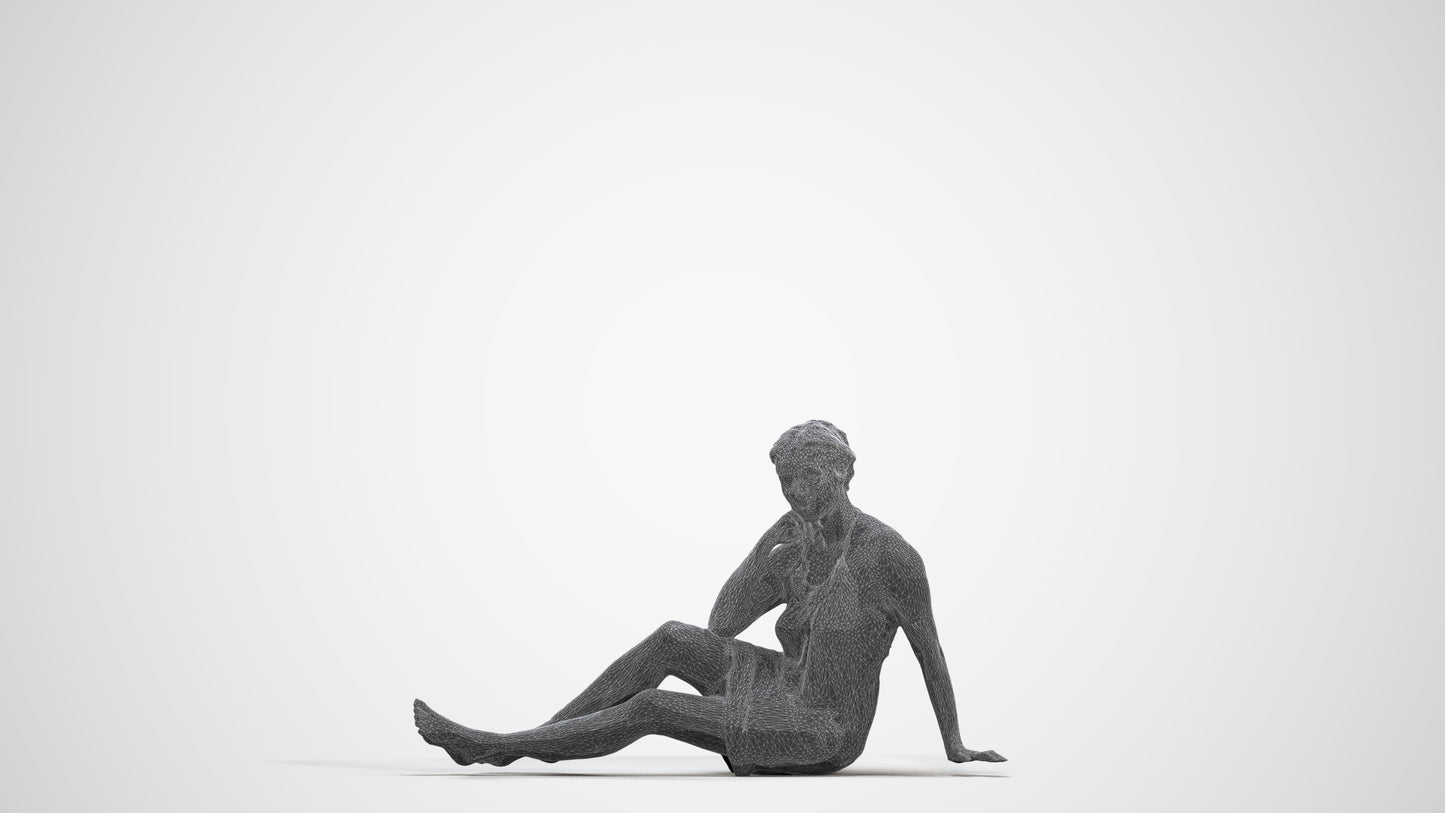 realistic 3D human woman pool, archviz people FBX OBJ for Blender, three-quarter front view render