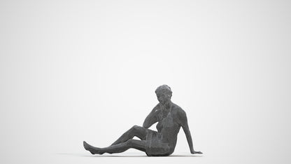 realistic 3D human woman pool, archviz people FBX OBJ for Blender, three-quarter front view render
