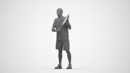3D human model senior man sport, photogrammetry scanned person for archviz, wireframe back view