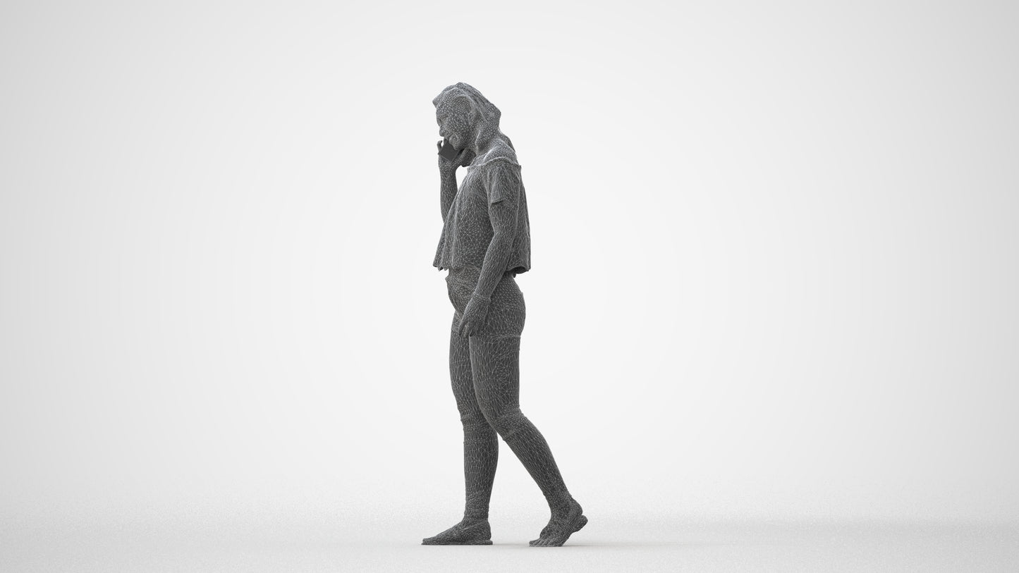 realistic 3D woman casual walking, scanned archviz people for Blender and 3ds Max, square thumbnail