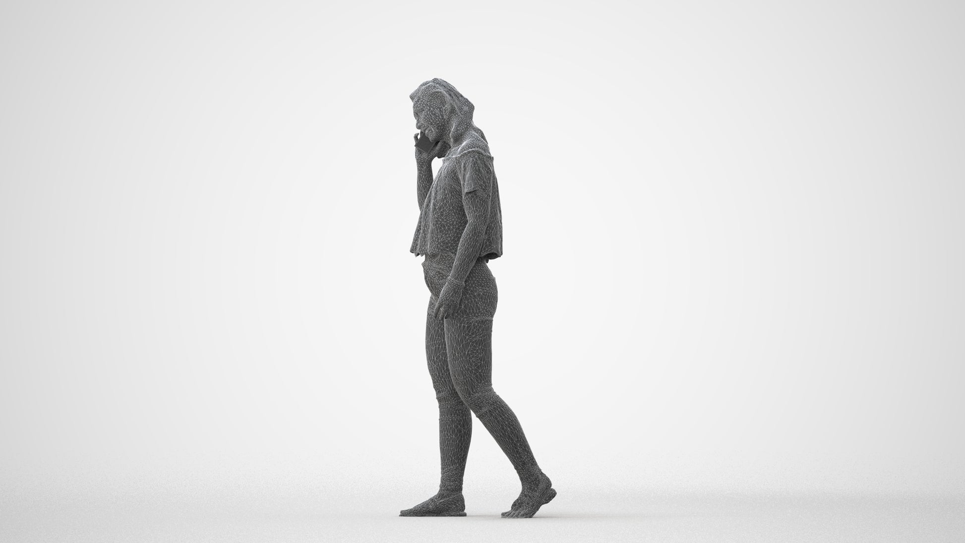 realistic 3D woman casual walking, scanned archviz people for Blender and 3ds Max, square thumbnail