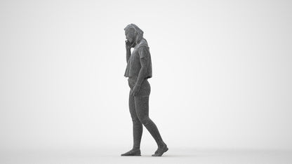 realistic 3D woman casual walking, scanned archviz people for Blender and 3ds Max, square thumbnail
