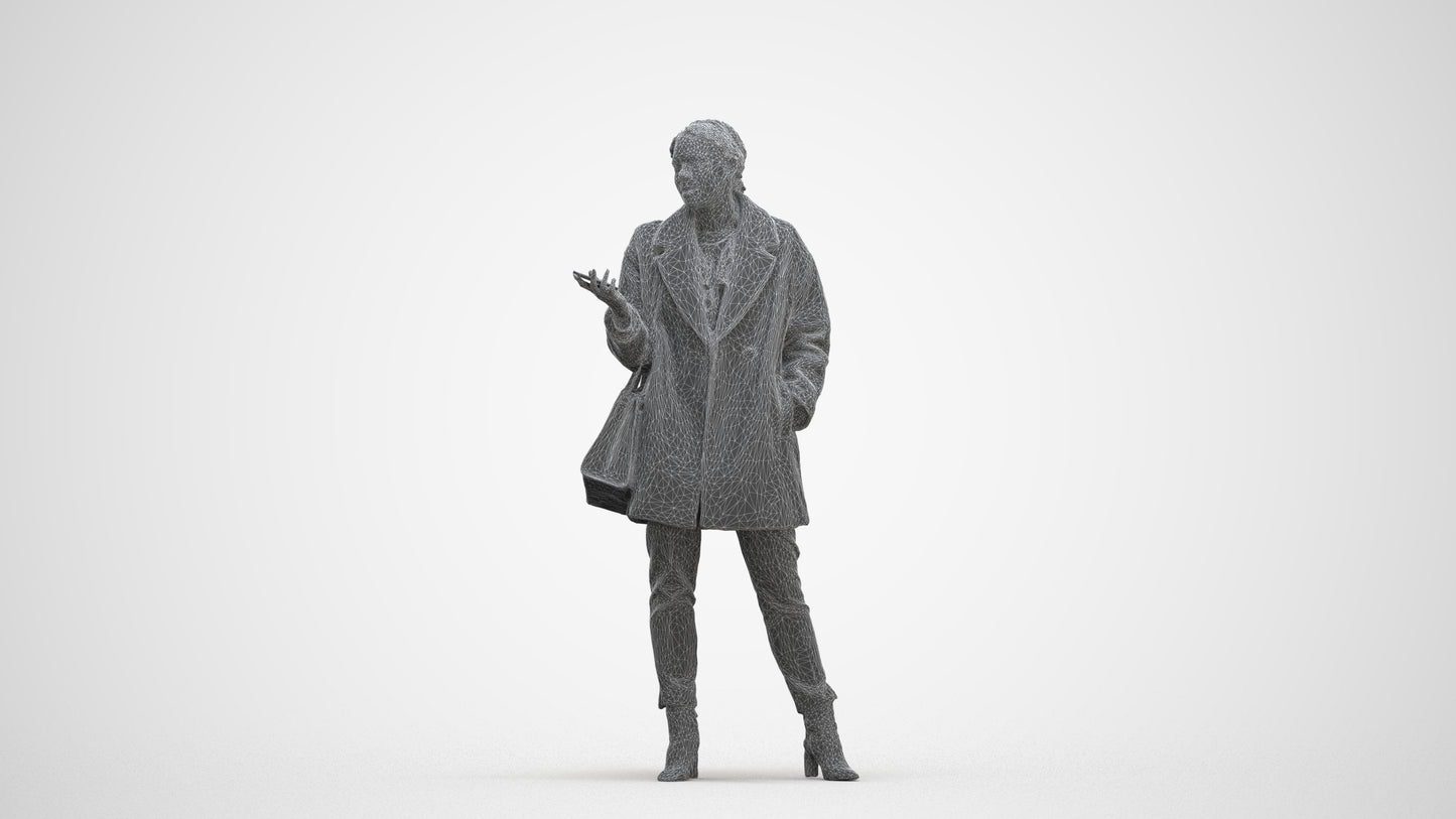 photogrammetry 3D woman business standing, realistic human model archviz FBX, three-quarter front view render