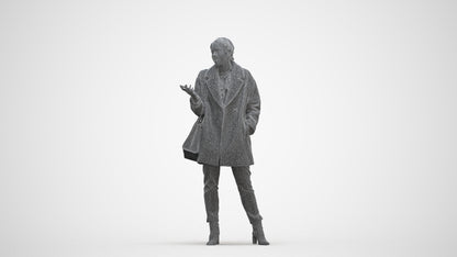 photogrammetry 3D woman business standing, realistic human model archviz FBX, three-quarter front view render