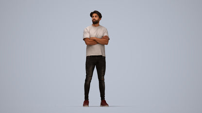 3D people model man casual standing, scanned human for 3ds Max rendering, top-down view render