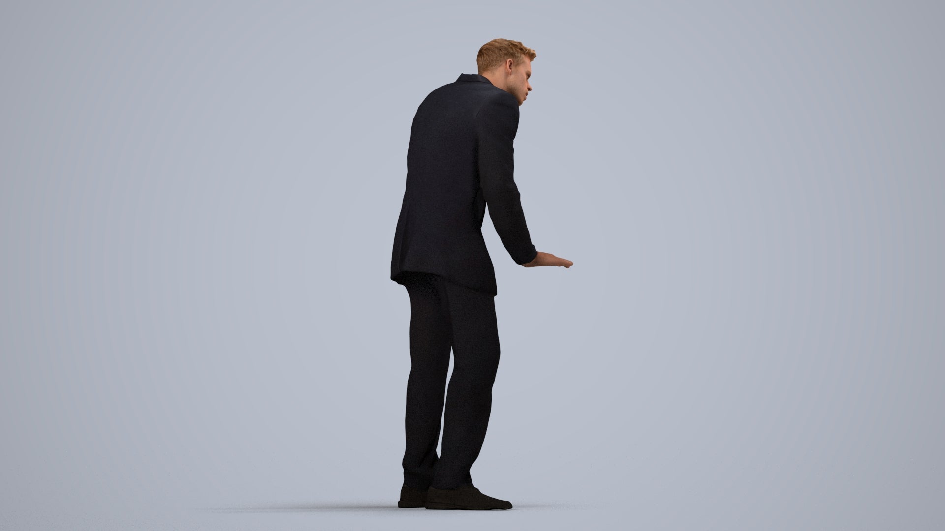 3D scanned man business, photorealistic archviz people for Enscape and SketchUp, side view render