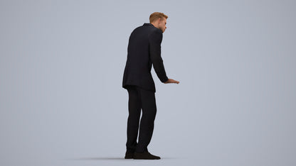 3D scanned man business, photorealistic archviz people for Enscape and SketchUp, side view render