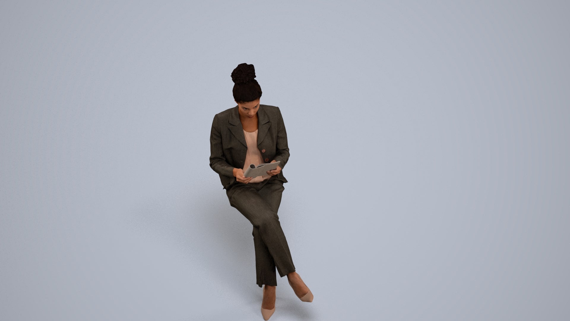 3D scanned woman business, photorealistic archviz people for Enscape and SketchUp, back view render